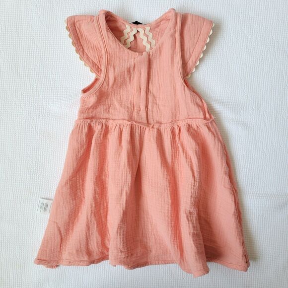 MIPOUNET Coral Alice Muslin Collared Dress Size 2T Preppy Organic Event Gauzy - Picture 4 of 9